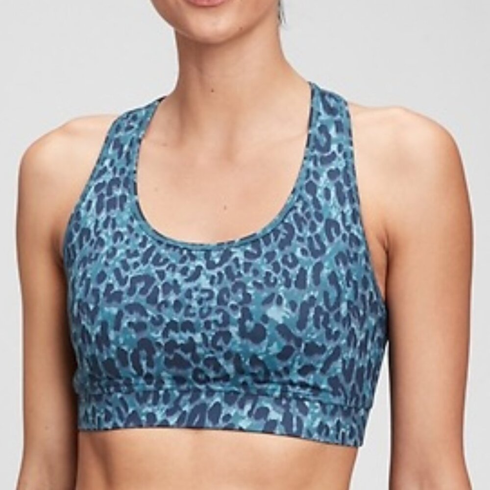 NEW GapFit T-Back Raceback Cheetah Print Lightly Removeable Padded Cup Sport Bra